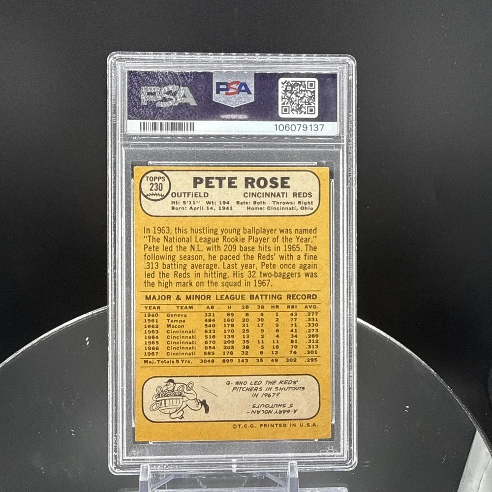 1968 Topps Baseball Pete Rose #230 PSA 3 VG